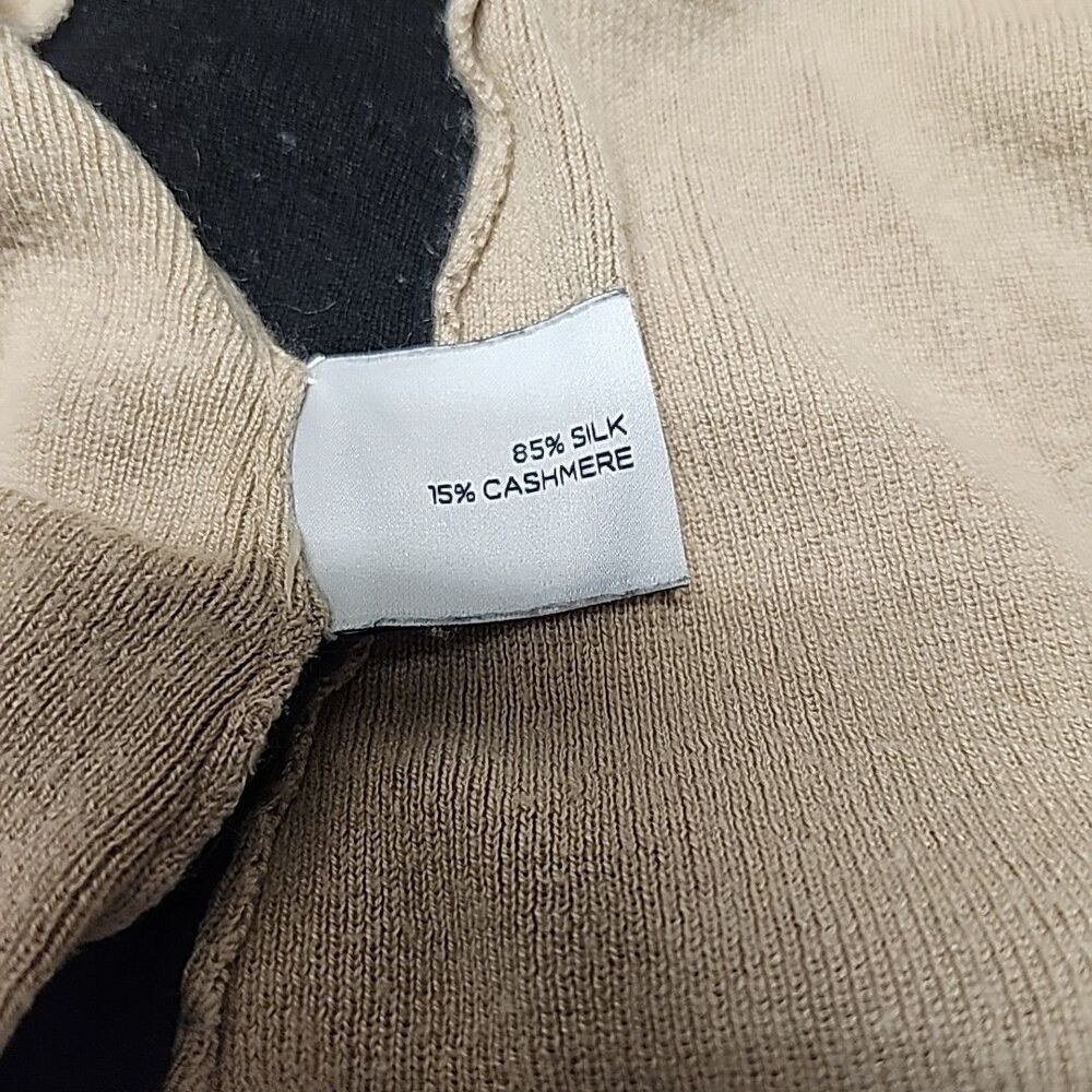 Saks Fifth Avenue Silk/Cashmere Cream/Black Open Front Cardigan Women Sz M - Picture 5 of 7